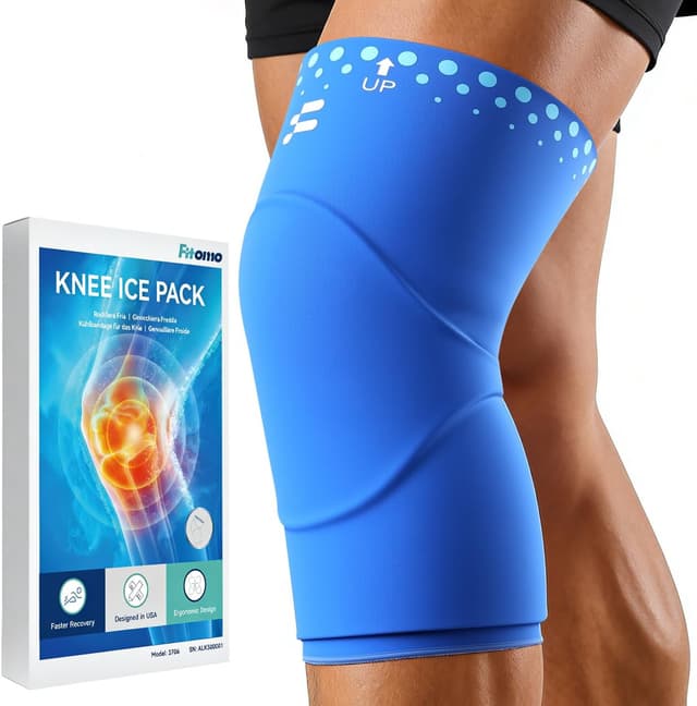 Detalle de Fitomo reusable hot and cold knee ice pack wrap for pain relief & swelling (Blue, M)