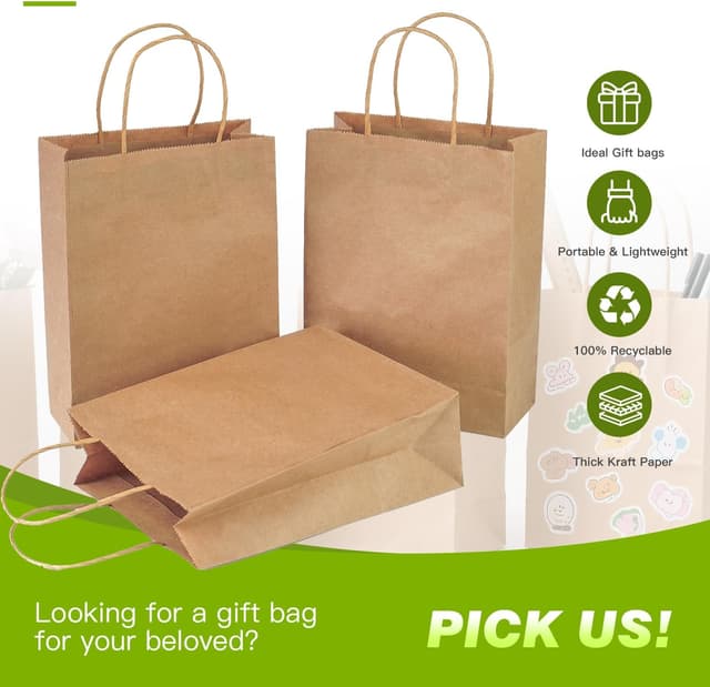 Detalle 2 de GINKGO Kraft Paper Bags 50 Pack 18x24x8 cm