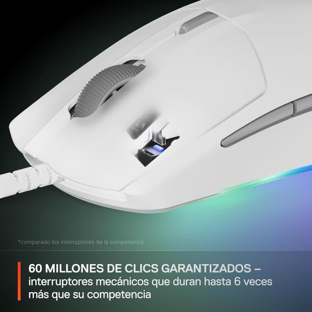 Detalle 2 de SteelSeries Rival 3 Gen 2 Ratón Gaming 8500 DPI RGB ⚪
