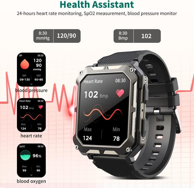 Thumbnail 5 de MIGOUFIT Smart Watch Military with 123 sports modes