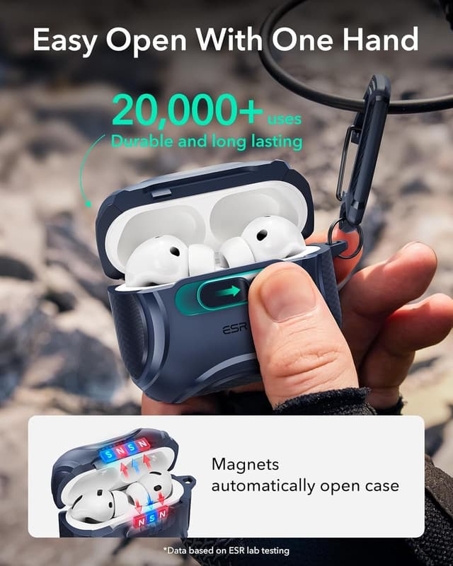 Detalle de ESR for AirPods Pro 3 Case (2025) – MagSafe-ready, drop-proof lock & easy open, Blue