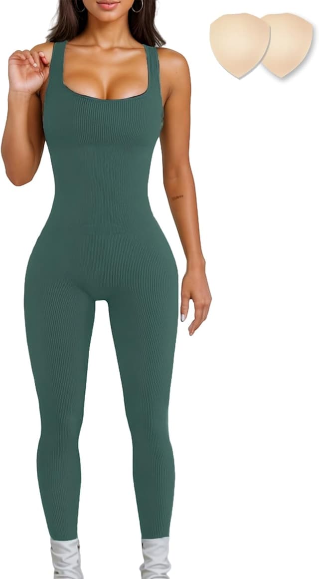 Detalle de Merlvida Sport Jumpsuits für Damen – elastischer figurformender nahtloser Overall für Training und Sommer