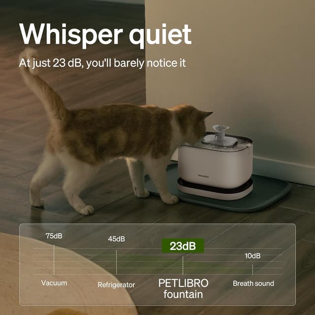 Detalle de PETLIBRO Dockstream Wireless Cat Water Fountain (2.5L) – Battery operated drinking fountain with motion sensor & continuous flow, white