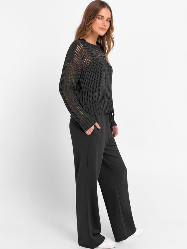 Detalle 2 de ANRABESS Women's Crochet Sweater Set