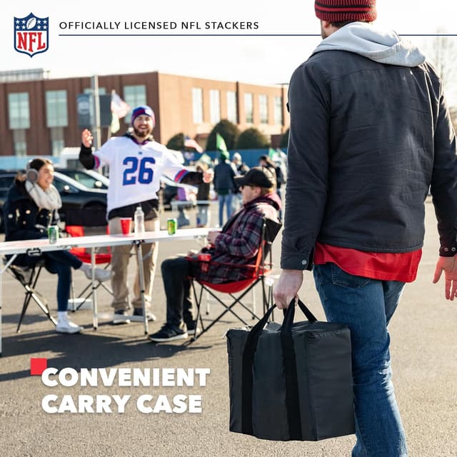 Detalle de Wild Sports NFL Giant Stacking Wooden Blocks (Tumbling Tower) — Official 32-Team Family Yard Game