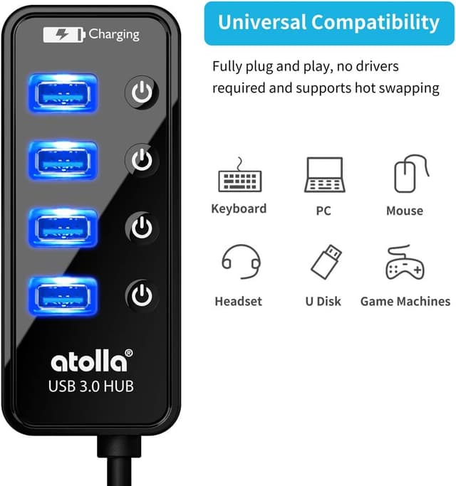 Detalle de atolla USB Hub 4-port USB 3.0 with smart charge