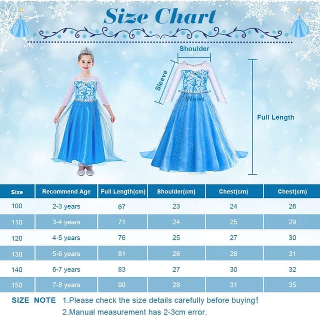 Detalle de ACWOO Vestito Set da Principessa della Regina delle Nevi con Corona e Bacchetta