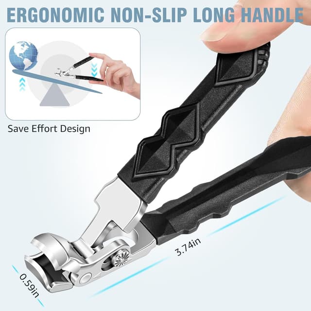 Detalle de Winkelkopf Nagelknipser für dicke Zehennägel mit Fangvorrichtung – extra langer Griff