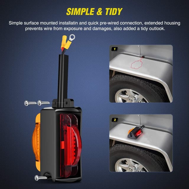 Detalle de Nilight 2PCS LED Trailer Fender Lights (Amber Front / Red Rear) — Pre-Wired Clearance Marker Lamp for Trucks, Camper & RV