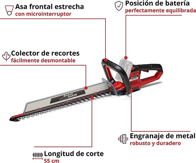 Detalle de Einhell ARCURRA Cortasetos Batería 18V 🌿 Eficiente y Ligero