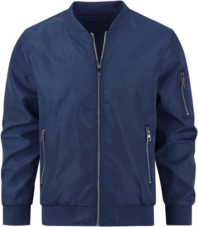 Detalle de YOUTHUP giacca leggera da uomo casual bomber a collo rialzato a maniche lunghe