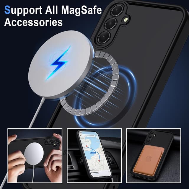 Detalle de Coque XTCASE pour Samsung Galaxy S25 5G magnétique compatible MagSafe, dos translucide mat noir