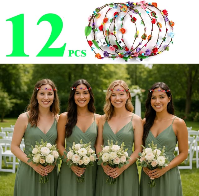 Thumbnail 1 de Couronne de fleurs LED 12 pièces 🎀