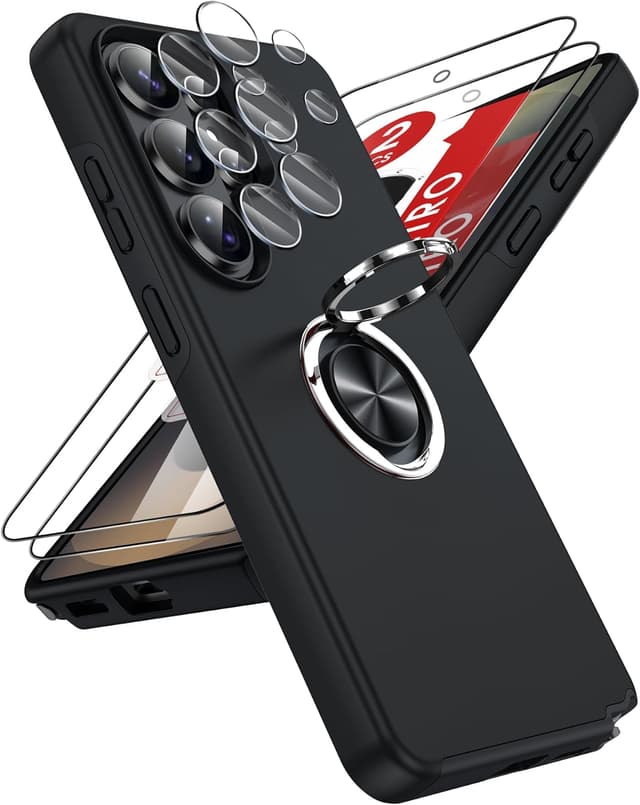 Thumbnail 6 de LeYi Cover per Samsung Galaxy S26 Plus con 2 vetri temperati e anello girevole 360° (TPU+PC) rosa