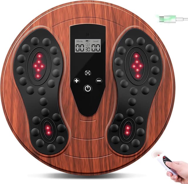 Detalle de Durchblutungsstimulator für Beine mit Rotlichttherapie, EMS/TENS Fußmassagegerät (4 Elektrodenpads)