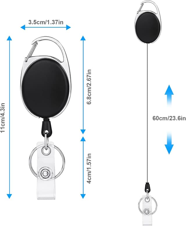 Detalle de Vicloon Cordon avec porte-badge rétractable (4 pièces) pour cartes et badges plastifiés