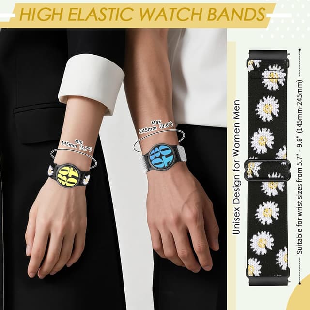 Detalle 2 de Relting 4-Pack 20mm Elastic Nylon Watch Bands with Quick Release Pins