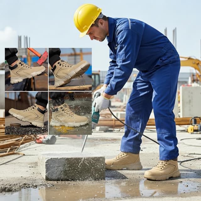 Detalle de Bawalon safety boots with steel cap – lightweight water resistant non-slip work shoes