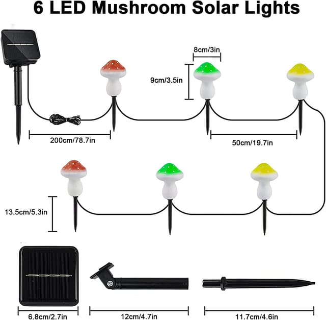 Detalle de Joycome décorations solaires de jardin à 6 LED en forme de champignon (IP65)