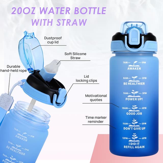 Thumbnail 3 de SUPPRUI Kids Water Bottle 600ml with Straw for School