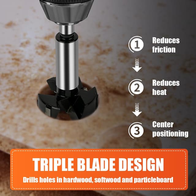 Detalle de Foret Forstner Flintronic 35 mm à triple goujure pour bois (tige ronde 10 mm)