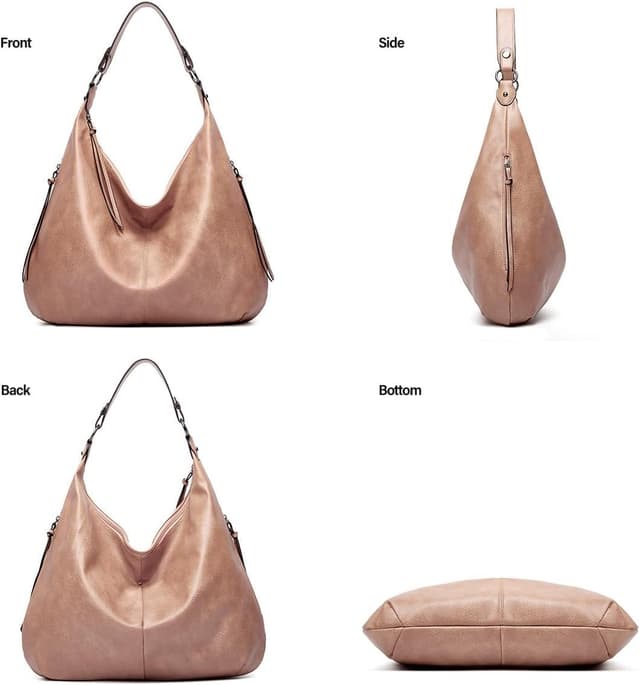 Detalle de Pahajim hobo bags for women PU soft leather handbag, shoulder bag & wallet set (Brown)