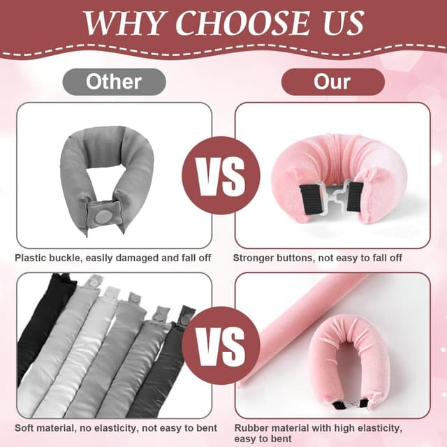 Detalle 2 de LOPHE Senza Calore Bigodini: set di 3 bigodini per ricci su capelli lunghi e medi (rosa)