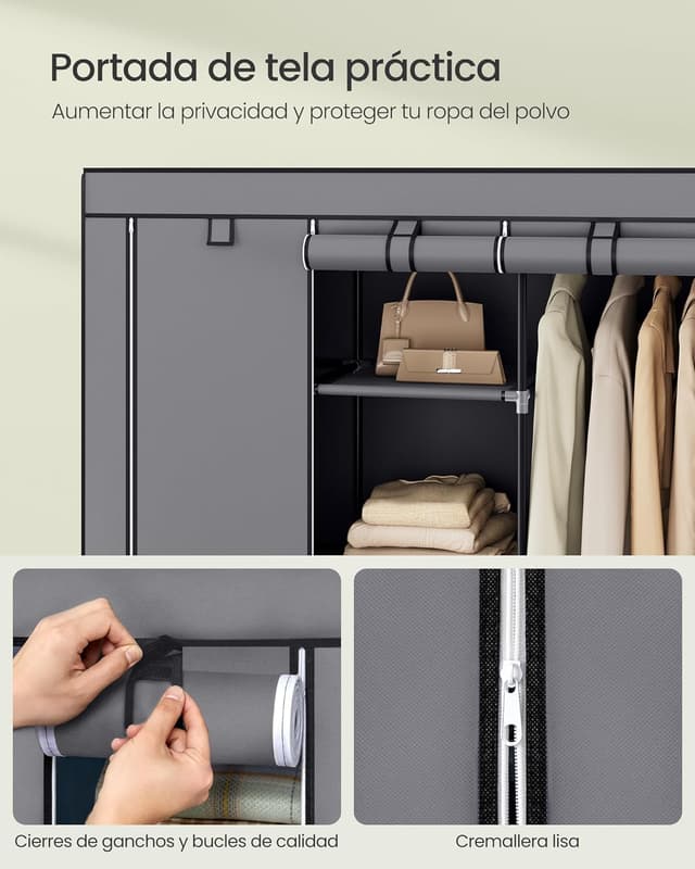 Thumbnail 4 de SONGMICS Armario Ropero Portátil con Estantes y Funda