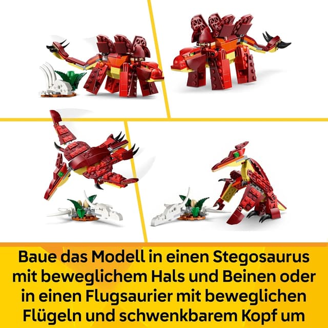 Detalle 2 de LEGO Creator 3-in-1 31379 Wilder Dinosaurier – 3 Bauoptionen mit Velociraptor, Stegosaurus oder Flugsaurier