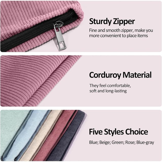 Detalle 2 de MAANGE Make-up Tasche – kleine Schminktasche aus Cord mit Metall-Reißverschluss (rot)