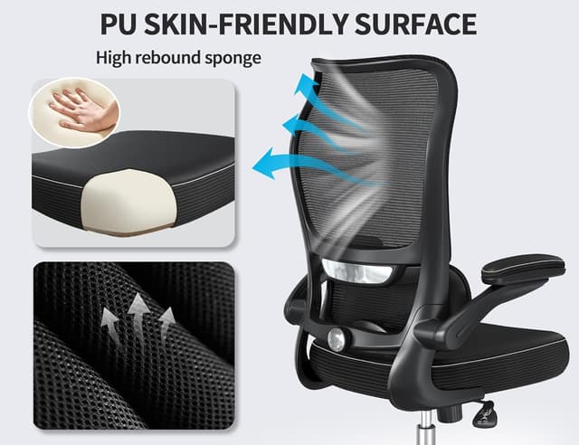 Thumbnail 6 de TRALT Ergonomic Office Chair with S-Curve High Back & Adjustable Lumbar Support (Black)