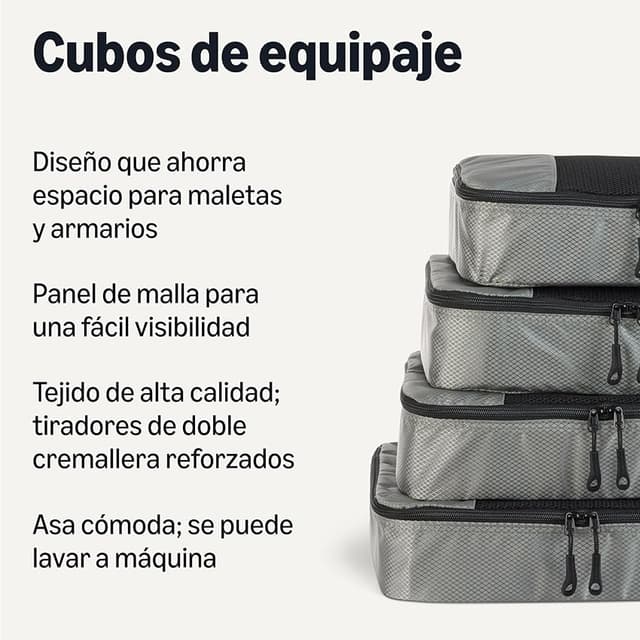 Detalle 2 de Amazon Basics - Juego de 4 Bolsas de Viaje con Cremallera ✈