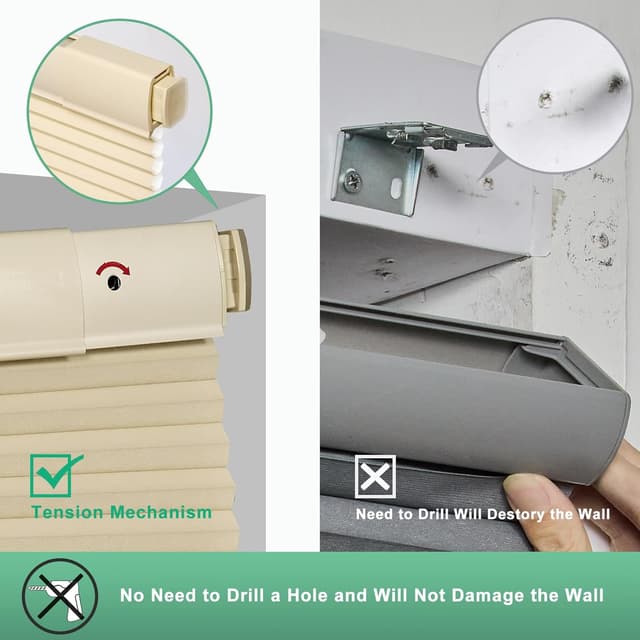 Detalle de Tonature No Drill Cellular Shades 35x64