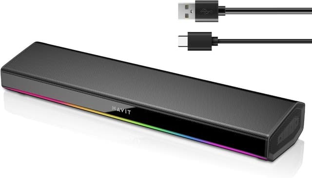 Detalle de havit PC Speakers 20W Bluetooth V5.3 Soundbar with 3D Surround (USB-powered, RGB)