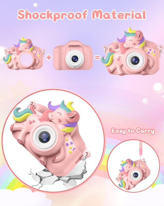 Detalle de Gofunly Kids Camera (1080P HD) with 32GB Card, 2.0-inch Screen and Case Strap — selfie toy for ages 3–12