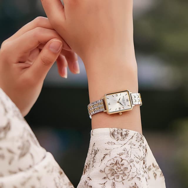 Detalle de VICTORIA HYDE orologio rettangolare da donna verde quadrante analogico al quarzo con cinturino in acciaio inox