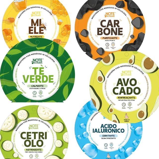 Detalle de Maschere Viso Coreane K-Beauty Routine con collagene e vitamina E – Idratanti e nutrienti (6 pezzi misti)