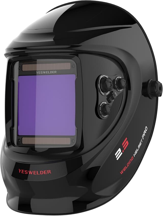 Detalle de YESWELDER Solar-Schweißhelm mit großem Sichtfeld (10x9,3 cm) und 4-Sensoren, Auto-Verdunkelung