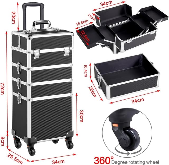 Thumbnail 3 de Yaheetech Maletín de Maquillaje Aluminio 4 en 1 🧳