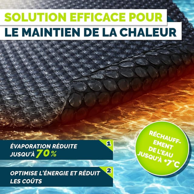 Thumbnail 6 de Bâche à bulles pour piscine tillvex, protection solaire 120 µm (noir) — version ronde 244 cm