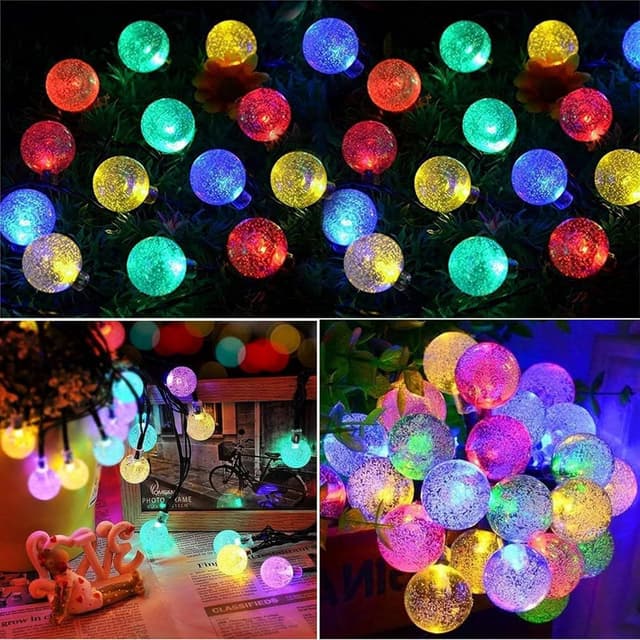 Detalle 2 de Lezonic Luci solari impermeabili per esterni con 50 LED multicolore, 8 modalità e 7 m