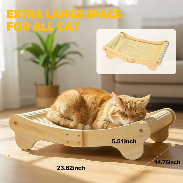 Detalle de DONWEI Sisal Cat Scratcher Bed, 60 x 37.5