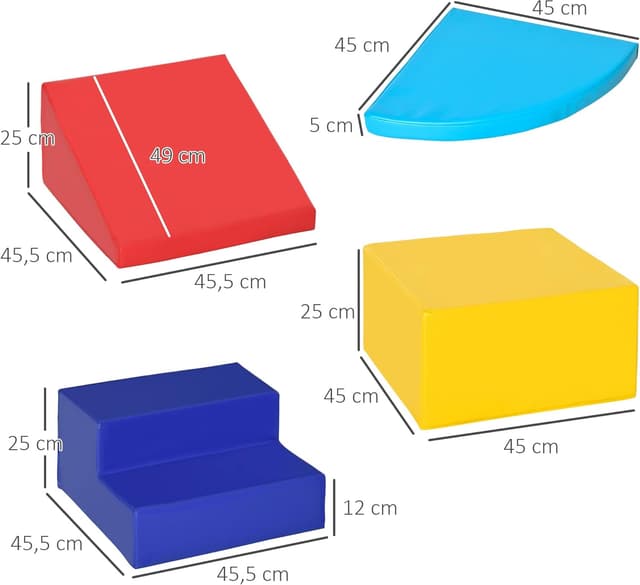 Thumbnail 6 de HOMCOM 4 blocs de construction XL en mousse EPE pour parcours motricité enfant
