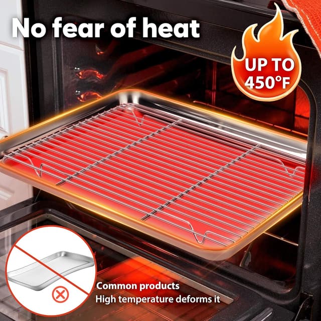 Detalle de Fire More Edelstahl Backblech-Set mit Abkühlgittern (2 Backbleche + 2 Abkühlgitter), 23,5 × 17,5 × 2,5 cm