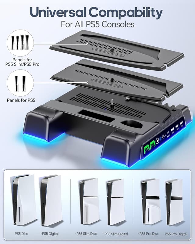 Detalle 2 de OIVO Support PS5 avec ventilateur 3 vitesses