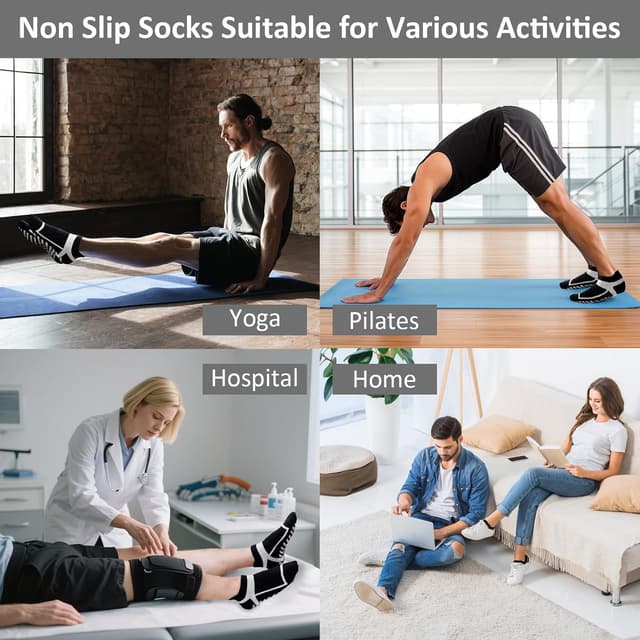 Detalle de ZAKASA Men’s Pilates Yoga Socks with Non-Slip Grip Dots – Ankle Slipper Socks (3 Pairs)