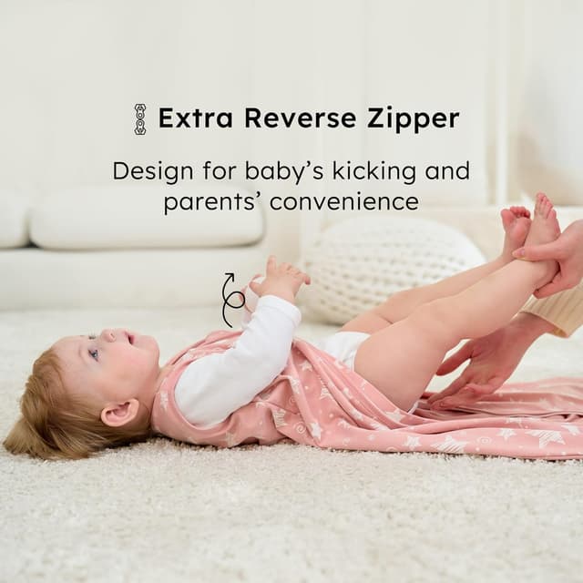 Detalle de FIEMOL Baby-Schlafsack 0,5 Tog für 18–24 Monate (Baumwolle) – 3er-Pack, rosa Sterne