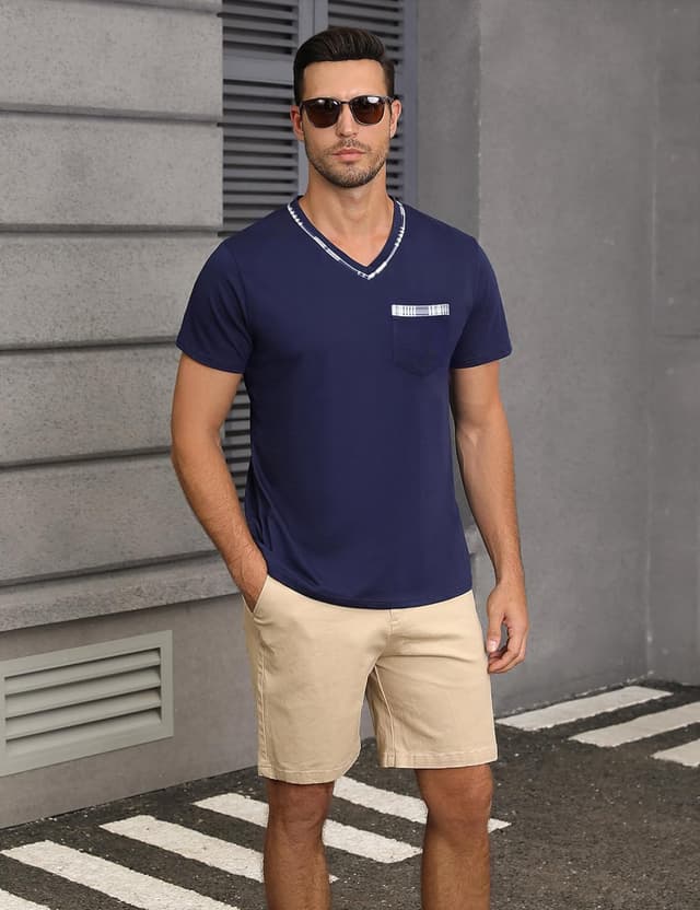 Detalle de Demegimi Herren Schlafanzug Kurz-Pyjama-Set aus Baumwolle (kariert) – Sommer-Shorty