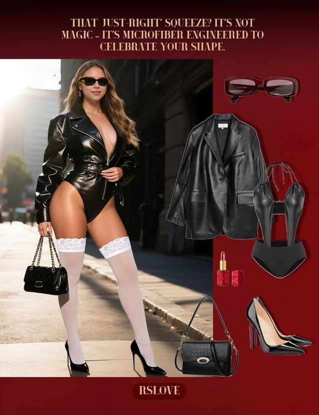 Detalle 2 de RSLOVE Women Anti-Skid Silicone Lace Thigh High Stockings