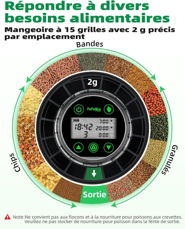 Thumbnail 1 de Papettly Distributeur automatique nourriture poisson avec minuterie 🐟